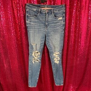American Eagle Outfitters Skinny Distressed Jeans - Blue